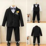 兒童西裝套裝小男孩花童主持禮服表演服中大童西裝男童西裝