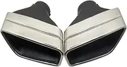 Car Exhaust Tip Is Suitable Compatible For BMW 5 Series G38 Square Mouth Silver Tail Throat Muffler Decoration Accessories
