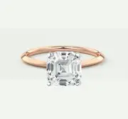IGI F/VS 2.5 Ct Asscher Lab Created Grown Diamond Solitaire Ring 14K Rose Gold