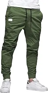 [Generic] Men's Casual Chino Outdoor Pants Drawstring Solid Joggers Trousers Stylish Loose Fit Hiking Sweatpants