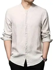 [Aoleaky] Cotton Linen Shirt Men Clothing Men Shirt Long Sleeve White Shirts for Men Chemise Mens Shirts