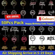 50Pcs Pack Happy Birthday Acrylic Cake Topper Cake Decoration Party