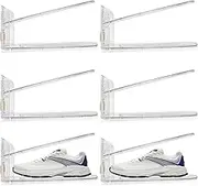 Shoe Slots Organizers Non Slip Shoe Stand Clear Shoe Space Saver Easy to Clean Elegant Sneakers Display Tray Rack for Closet Adjustable Shoe Stacker Shoe Rack Holder