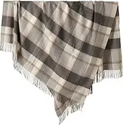 Ultra Soft Tartan Throw Blanket with Tassels 140x210 cm, 100% Wool Warm Decorative Blanket for Sofa Bed Couch Travel Camping, Lightweight Large Nap Blanket Elegant Shawl Blanket Knee Blanket Grey