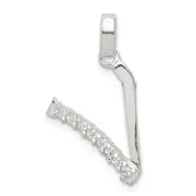 Sterling Silver Cz Letter V Initial Pendant