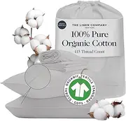 100% Organic Cotton Sheets Full Size - Luxurious 415 Thread Count, Oeko-Tex Certified, Silky Soft Sateen Weave, Hemstitched Pillowcases, Fitted Sheet with Deep Pockets, Double-Elastic & Corner Straps