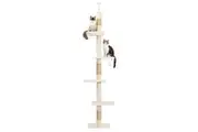 Zoomies Cat Tower 5 Tier Floor Standing Cat Tree - Adjustable Height (240-260cm) - Beige