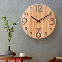 在飛比找樂天市場購物網優惠-時鐘鐘錶掛鐘裝潢時尚北歐簡約木質掛鐘客廳圓形木鐘纖維木板創意