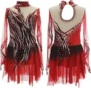 [Zagitova] Girls Ice Figure Skating Dress with Shiny Rhinestone Women Breathable Customizable Competition Dance Clothing