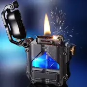 Cool Mechanical Lighter Unique Windproof Metal Gas Flame Gadget