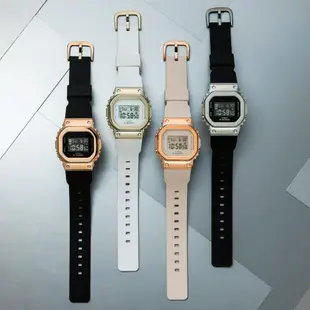 【CASIO】G-SHOCK 經典5600系列女版 銀色不鏽鋼錶殼x樹脂錶帶 GM-S5600-1 台灣卡西歐公司貨