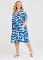 [Virtuelle] Taking Shape Natural Holiday Pocket Dress Size 20 in GEO Print, Viscose - Plus Size Women's Dresses Geo Print
