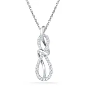 10k Rose Gold Round Diamond Vertical Infinity Pendant 1/5 Cttw
