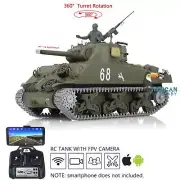 Henglong 1/16 FPV 7.0 M4A3 Sherman RTR RC Tank 3898 360° Turret Barrel Recoil