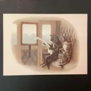 Vintage PostCard Good Old Times Orig. 1890 Irenco Robert Bier “Cats Train Travel