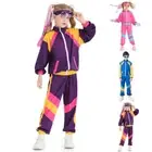 Kids 80s 90s Retro Tracksuit Costume Shell Suit Party Disco Outfit Set Cosplay