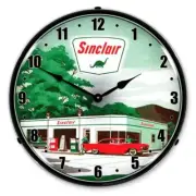 Sinclair 2 Gas Service Station Game Room Man Cave Backlit LED Lighted Wall Clock