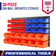 30-Piece Garage Storage Bin Rack Wall Mounted Tool Parts Organiser Box Workshop
