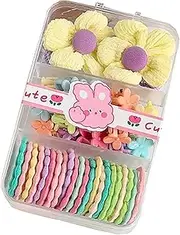 1 box of colorful ponytail clip elastic hair bands for all hair types high elasticity soft hair bands, ponytail clip hair bands flower hair accessories rubber bands(HSHD)