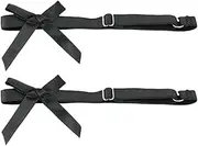 [Fsahiuf] Wedding Garter Set, 2 Pieces, Black with Bow, Adjustable Size, Black