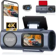 4K Dual Dash Cam Wifi HD Car Dash Cam Front and Rear, Mini Hidden Dash Camera fo
