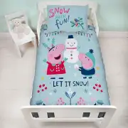 Peppa Pig Junior Duvet Cover Set Snowman Xmas Two-sided Toddler Cot Bedding