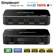 Simplecom HDMI 4 in 1 Out HDMI 2.0 Switcher with Remote 4K HDCP 2.2 UHD HDR PC