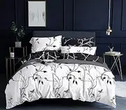 Tree Reversible Double/Queen/King/Super King Size Duvet/Doona/Quilt Cover Set (King, Black&White)