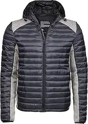[Tee Jays] Mens Crossover Hooded Padded Outdoor Jacket (UK Size: 3XL) (Space Grey/Grey Melange)