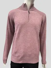 Ansett Pink Half Zip Cashmere Merino Wool Jumper