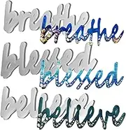Word Sign Molds 3 Pieces Resin & Silicone Molds for Epoxy Resin - Believe Breathe Blessed Signs - DIY Craft Home Decor