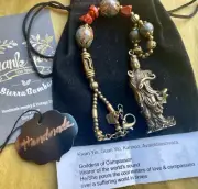 Kwan Yin w Blue Jasper & Carnelian Natural Stones Car or Wall Hanging Ornament
