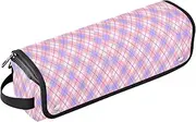 [sanluoli] 2-in-1 Curling Iron Travel Case with Iron Mat Waterproof Curling Iron Travel Case Winter Argyle Peach Purple Simple Travel Bag for Women