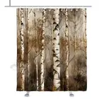Birch Tree Shower Curtain Rustic Bath Curtains Decor Sets Grommet with Hooks