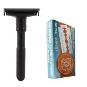 Shaving Razor with 10 Blades Adjustable Zinc Alloy DE Safety Razor Black