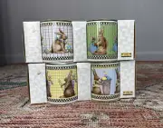 90s VTG 8 Debbie Mumm Sakura 12 oz Mugs Spring in the Air Bunnies 2 Set of 4 NOS