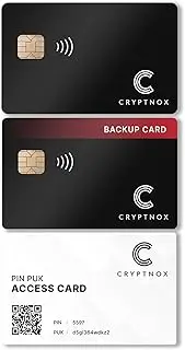 Cryptnox Crypto Hardware Wallet - Dual Cards Set - Ultra-Secure Cold Storage Via Card NFC Tap, Biometric Pairing, And Rapid 23-Second Dual Card Initialization