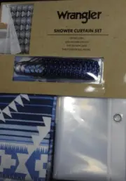 WRANGLER SHOWER CURTAIN SET 72 X 72 JERICHO BLUE SHOWER CURTAIN SET NEW