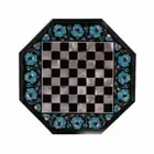 24'' Black Marble Chess Table Top Pietra Dura Inlay Children Game Kids c66