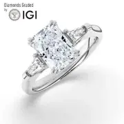 Radiant Solitaire Labgrown Diamond Trilogy Ring Platinum 5.50 Ct F VVS2