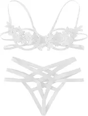 [Generic] Sexy Bunny Lingerie for Women Tops+Briefs Sleepwear Lingerie Underwear Racy Corset Underwire Women Muslin Lace Peach Lingerie for Women for Sexy