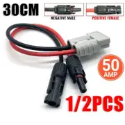 1/2x 50 AMP For Anderson Plug to Solar Panel Cable Y Adaptor Connector 30cm 4mm²