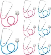 8 Pcs Kids Stethoscope Toy Working Nursing Stethoscope Doctor Kit for Kids Role Play Pretend Game Doctor Nurse Costume Accessories, Pink Blue