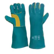 Prochoice Pyromate WELDING GLOVES 406mm GREEN, Left Hand Pair, Lined & Welted