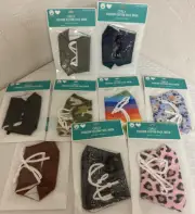 NEW IN PKG Fabric Cloth Face Mask ADJUSTABLE EAR LOOPS Washable & Reusable Mask