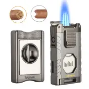Lubinski Jet Flame Torch Cigar Lighter Guillotine Cut Punch Holder Needle V-CUT