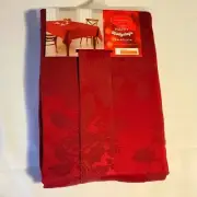 St Nicholas Square Happy Hollydays Tablecloth Oblong 60x120" Red Poinsietta NWT