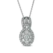 1 CT. T.W. Certified Lab-Created Diamond Oval Frame Pendant in 14K White Gold (F/SI2)
