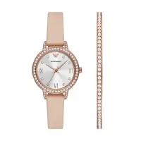 在飛比找Yahoo奇摩購物中心優惠-EMPORIO ARMANI 典藏晶鑽時尚套錶組-玫瑰金X粉