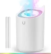 CUQOO 3L Cool Mist Humidifiers with Colour Changing Night Light in White – (Lasts Up to 20 Hours) Air Humidifier with 3 Mist Modes, 2 Nozzles | Auto Shut-Off Air Moisturize for Baby Room Home Bedroom